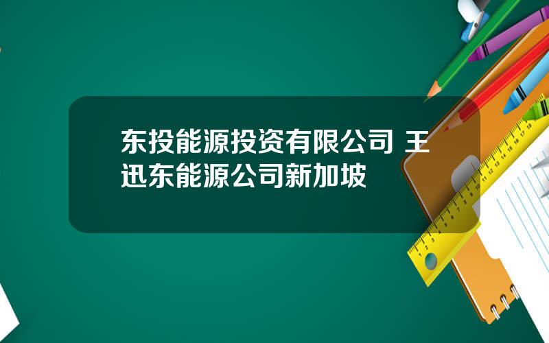 东投能源投资有限公司 王迅东能源公司新加坡